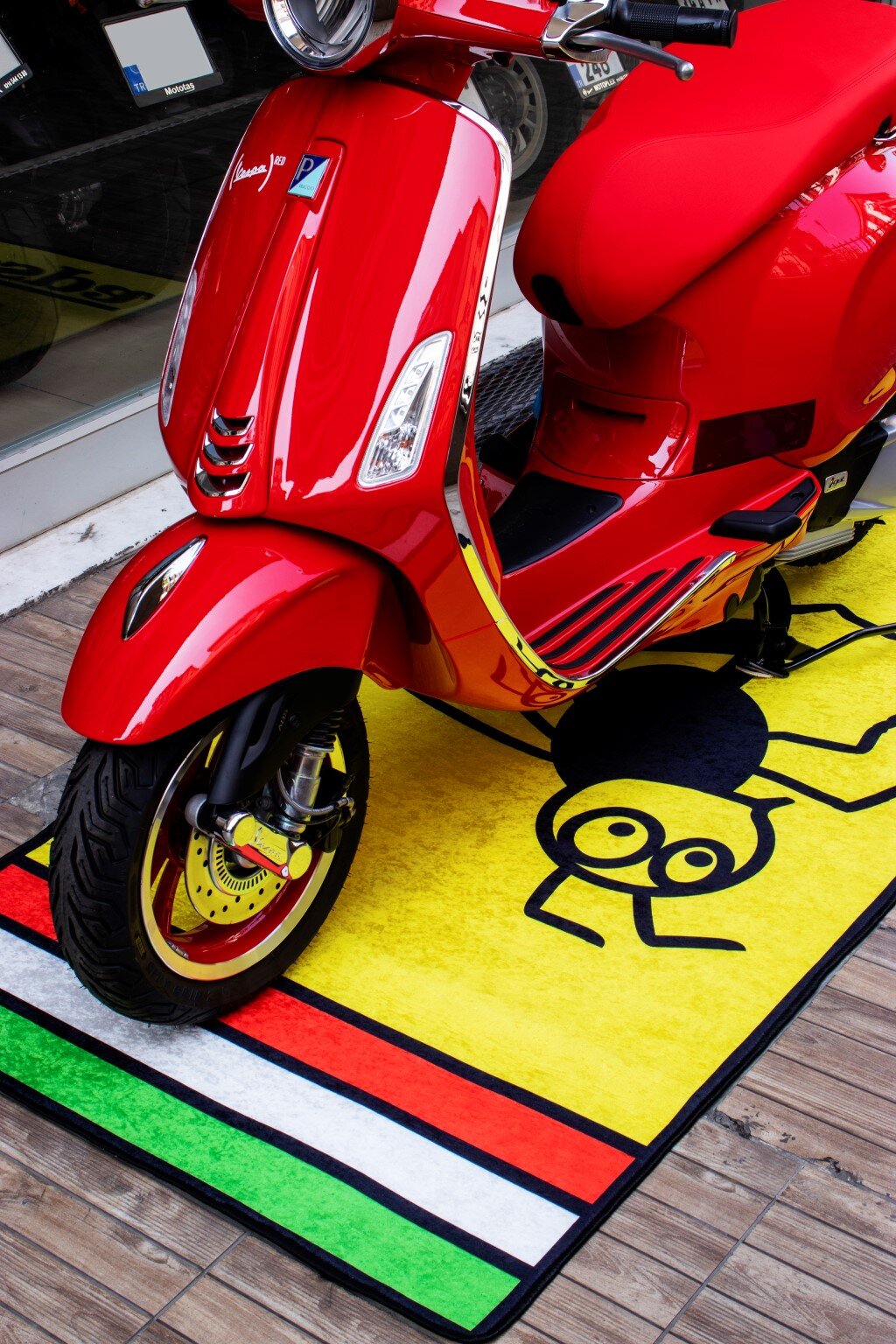 Vespa Motorcycle Pit Mat - Personalized Garage Floor Display Mat