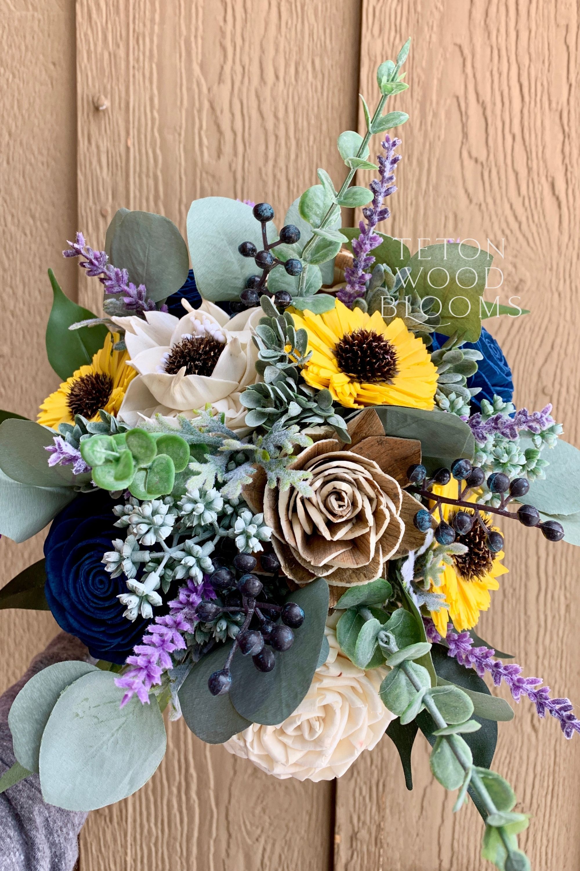 Coral, Purple, and Yellow Sola Wood Flower Arrangement, Floral