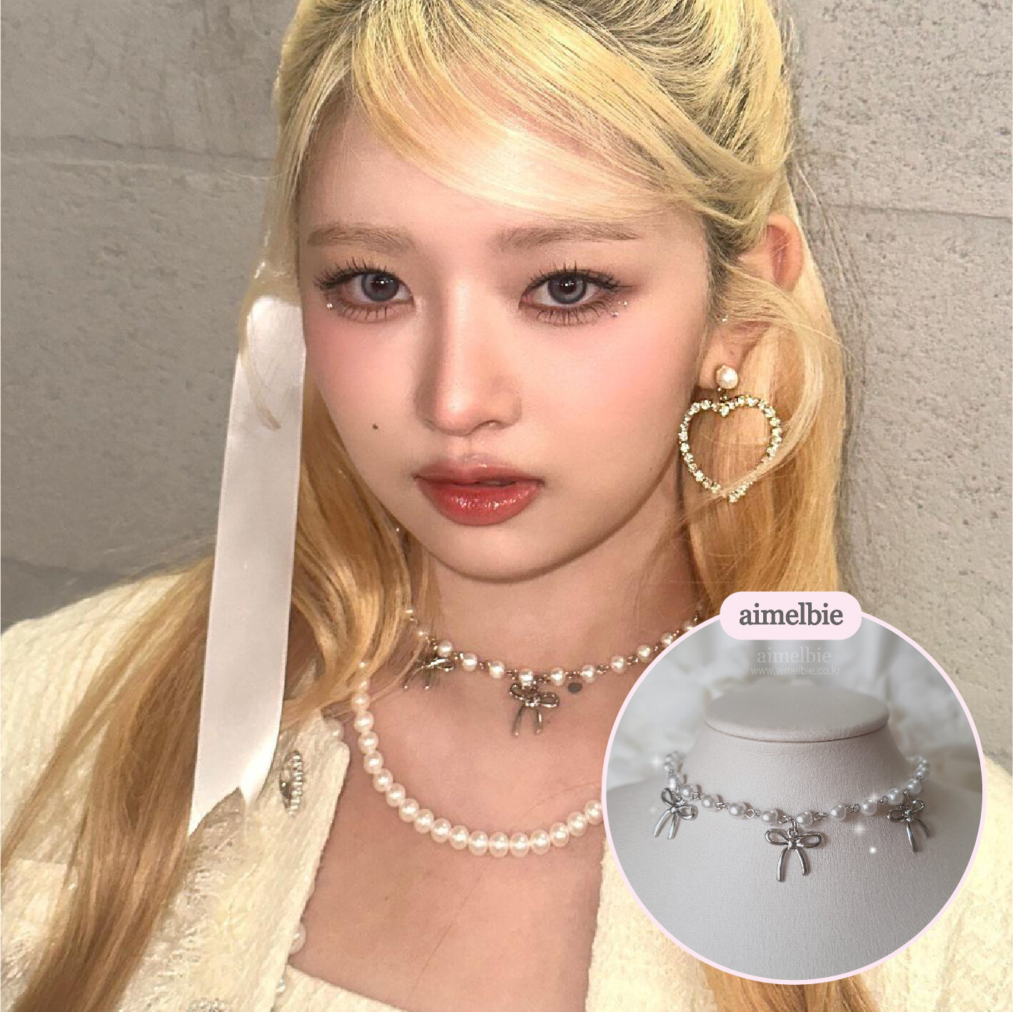 Heart Locket Layered Pearl Choker Necklace - Gold ver. (Billlie Sheon –  aimelbie