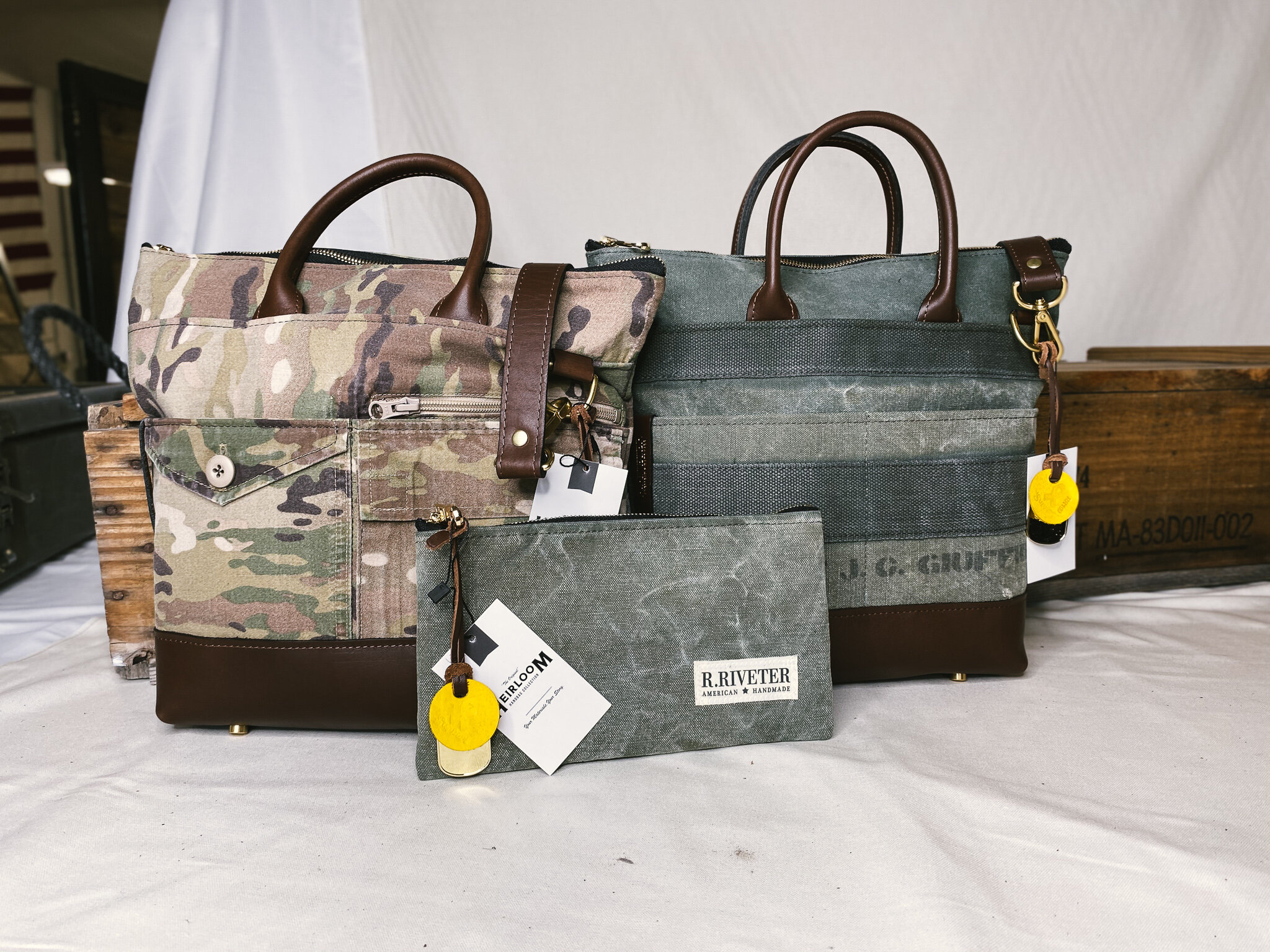 Army green Retro birkin inspired handmade canvas men business