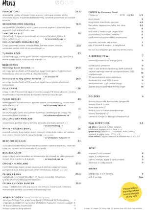 The Crave Cafe Menus