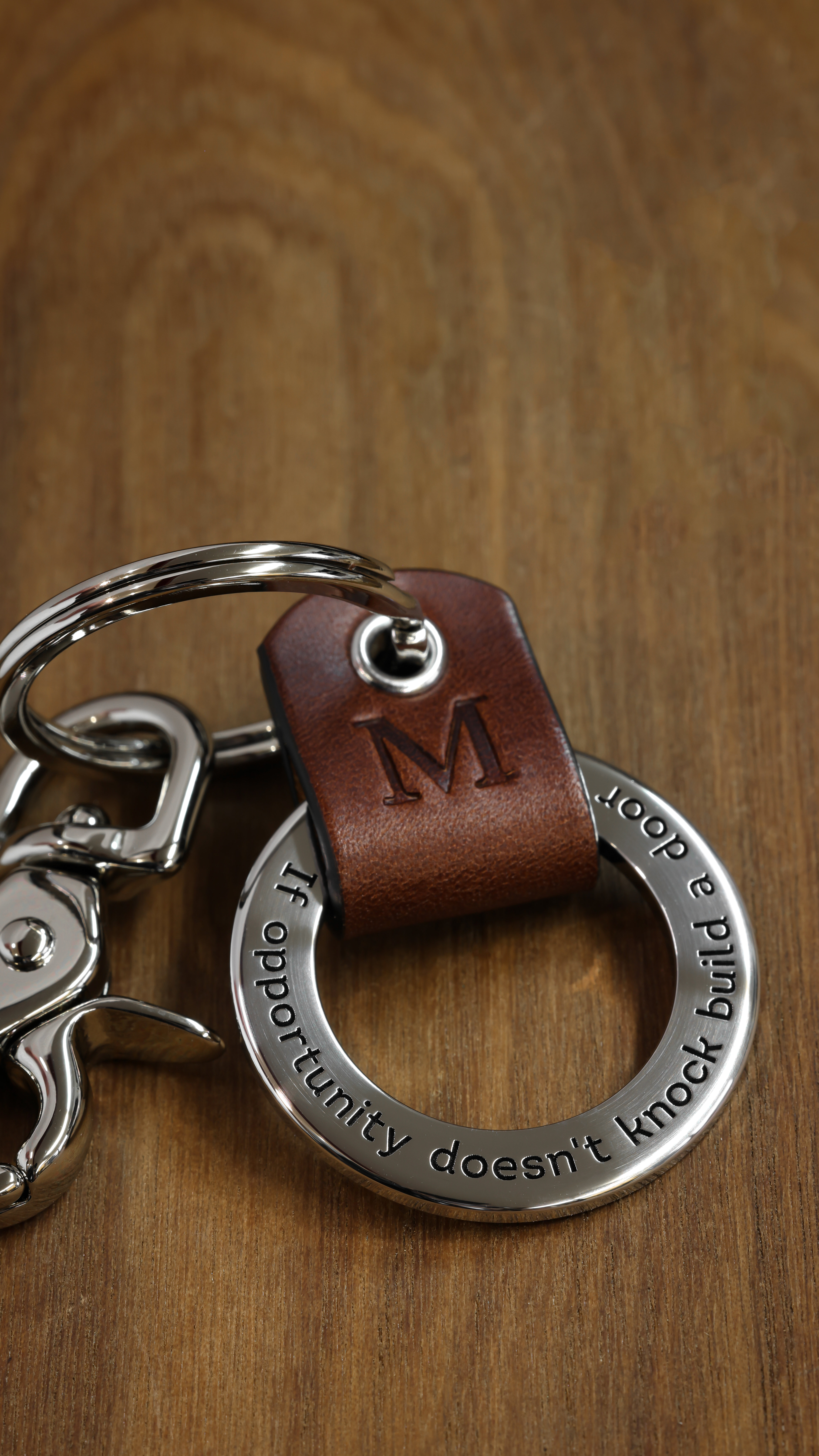 Maven Metals Custom Coordinates Leather Key Chain Ring