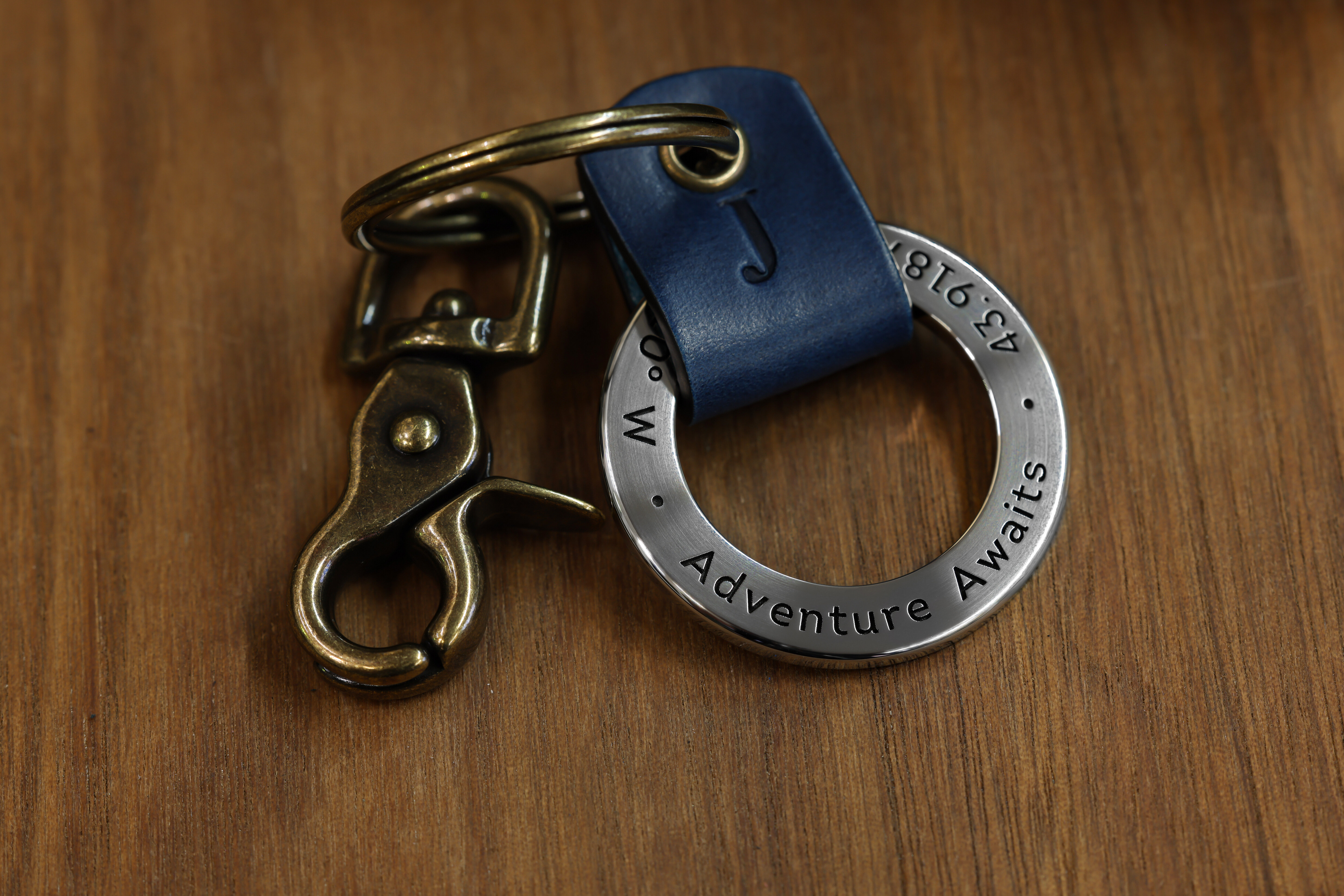 Custom 3D Engraved Leather Keychain Ring - Maven Metals