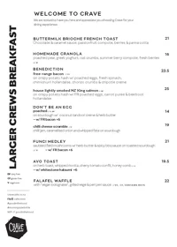 The Crave Cafe Menus
