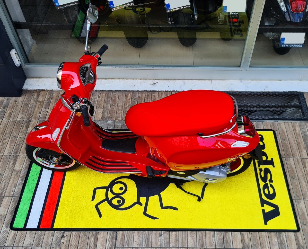 Vespa Motorcycle Pit Mat - Personalized Garage Floor Display Mat