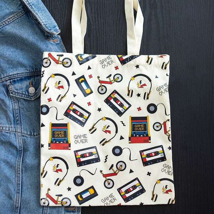 Retro 80s Print Polycotton Tote Bag logo