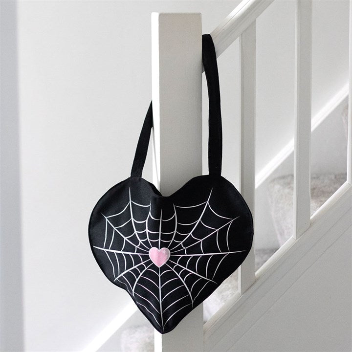 Spiderweb Heart Satin Tote Bag logo
