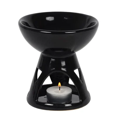 Black Deep Bowl Oil Burner and Wax Warmer