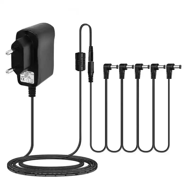 9V DC 500mA Power Supply with 5 Way Daisy Chain for Guitar Pedals logo